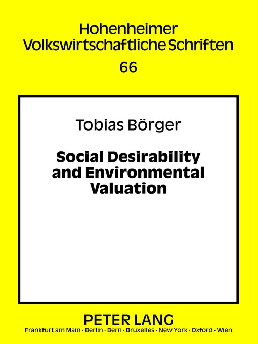 Title details for Social Desirability and Environmental Valuation by Michael Ahlheim - Available